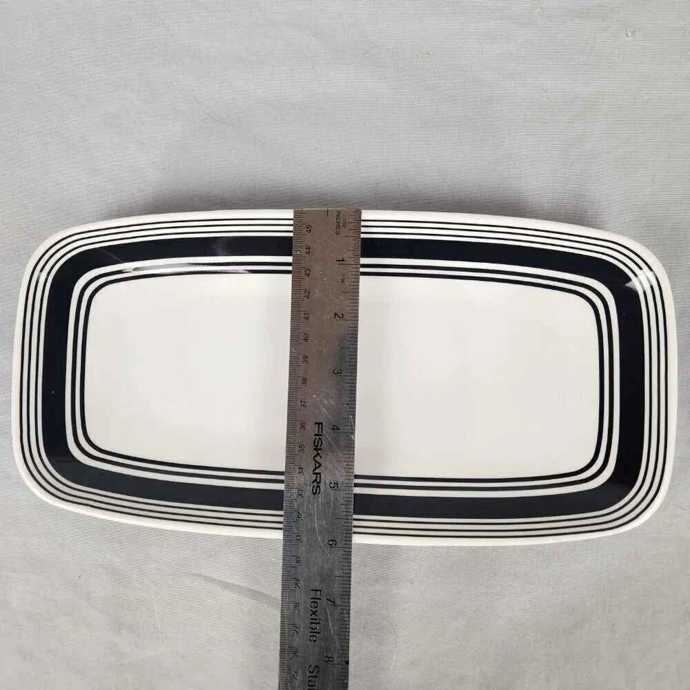 Tar Hong Rectangle Sushi Plates Set of 4 Black White Melamine Dishwasher Safe